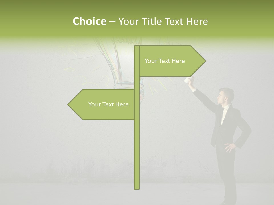 A Man Drawing A Light Bulb On A Wall PowerPoint Template
