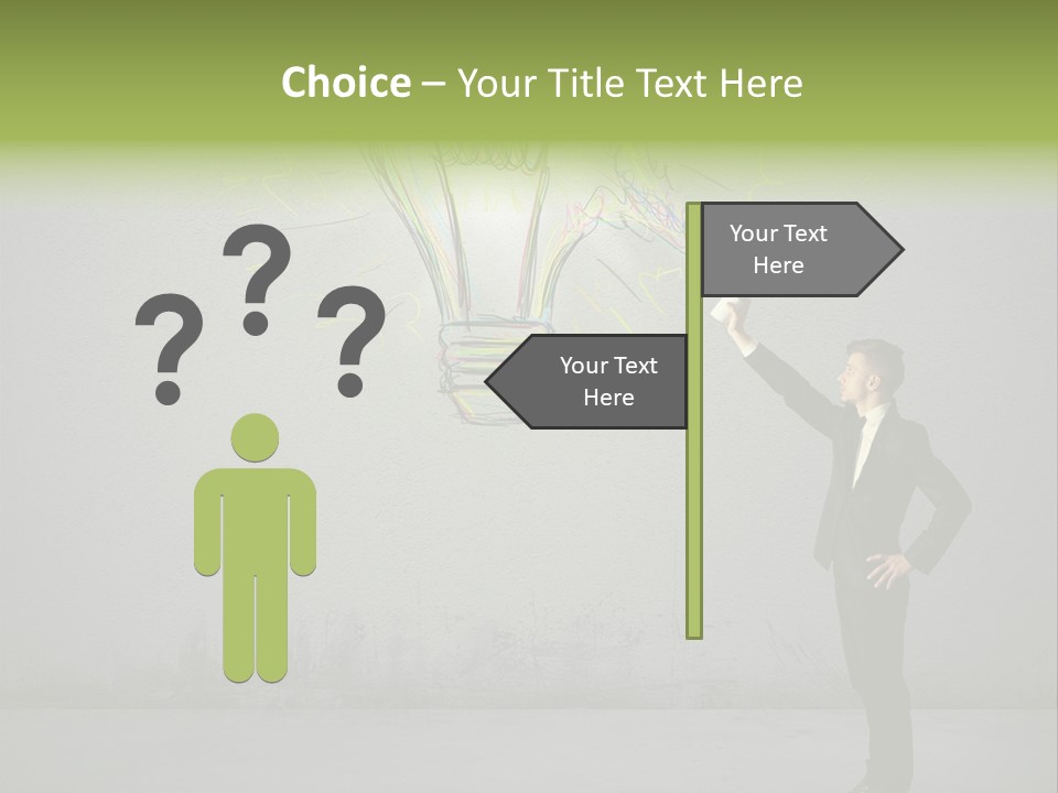 A Man Drawing A Light Bulb On A Wall PowerPoint Template