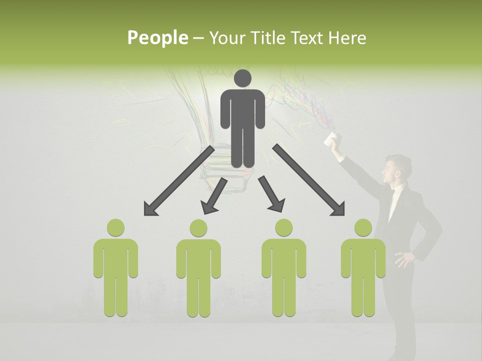 A Man Drawing A Light Bulb On A Wall PowerPoint Template