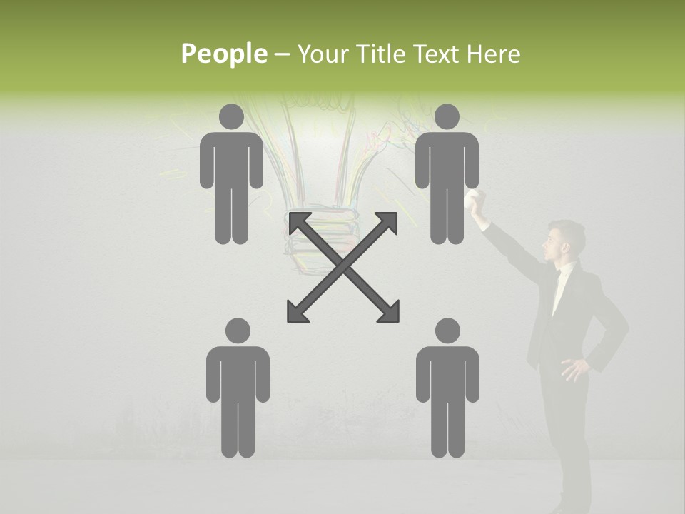 A Man Drawing A Light Bulb On A Wall PowerPoint Template