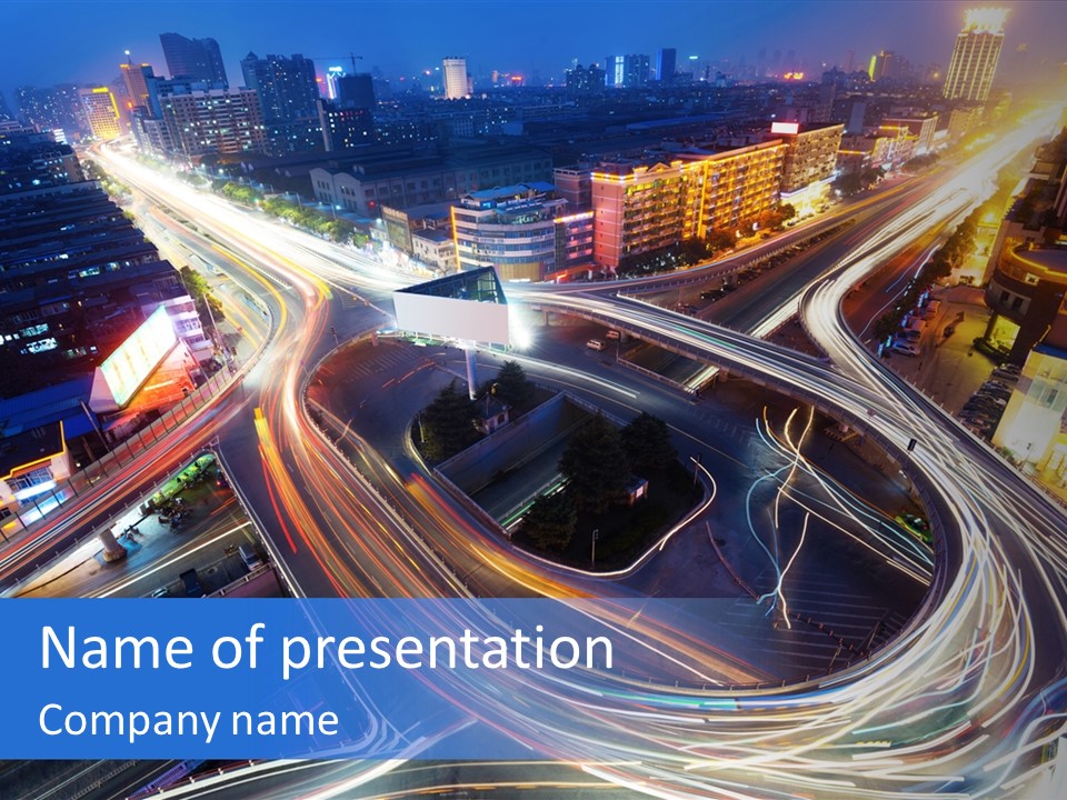 An Aerial View Of A Busy City At Night PowerPoint Template