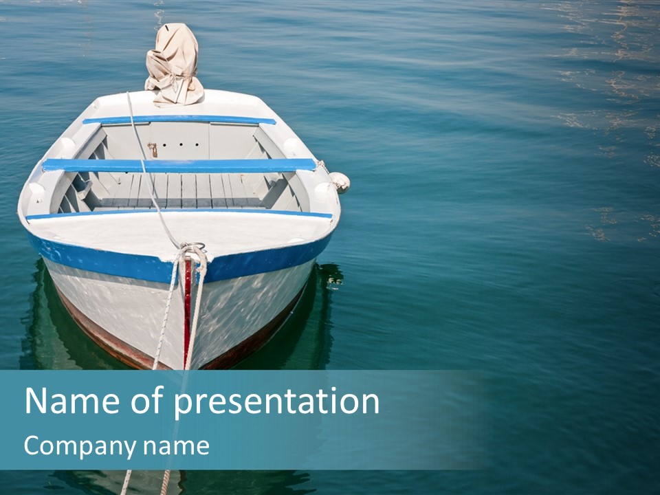 A White And Blue Boat In A Body Of Water PowerPoint Template