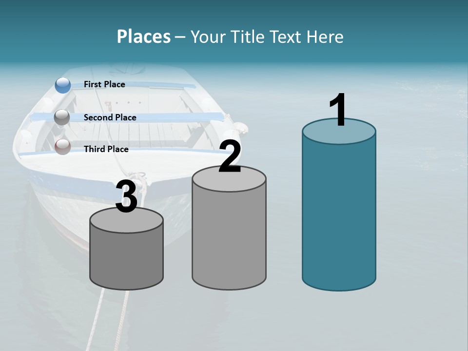 A White And Blue Boat In A Body Of Water PowerPoint Template