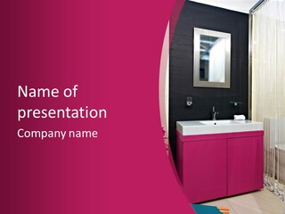 A Bathroom With A Sink And A Mirror PowerPoint Template