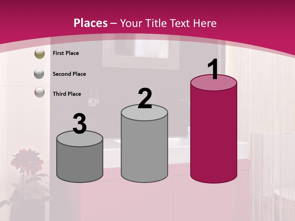 A Bathroom With A Sink And A Mirror PowerPoint Template