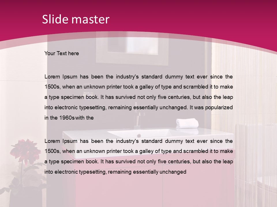 A Bathroom With A Sink And A Mirror PowerPoint Template