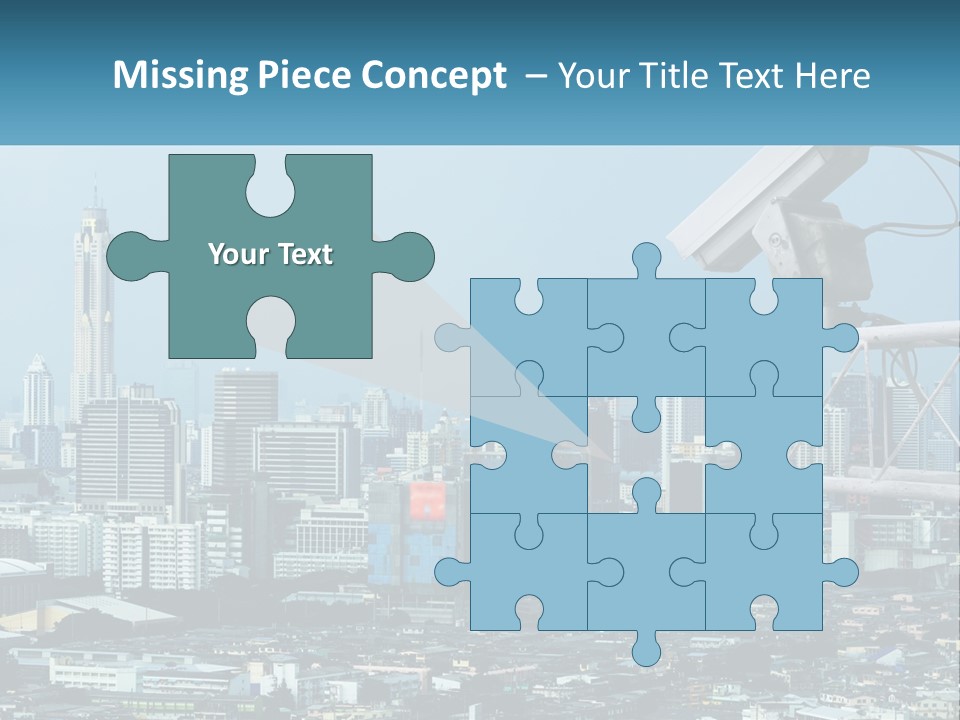 A Security Camera On Top Of A Building In A City PowerPoint Template