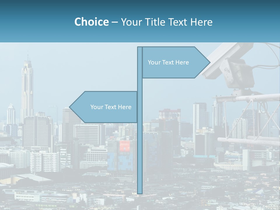 A Security Camera On Top Of A Building In A City PowerPoint Template