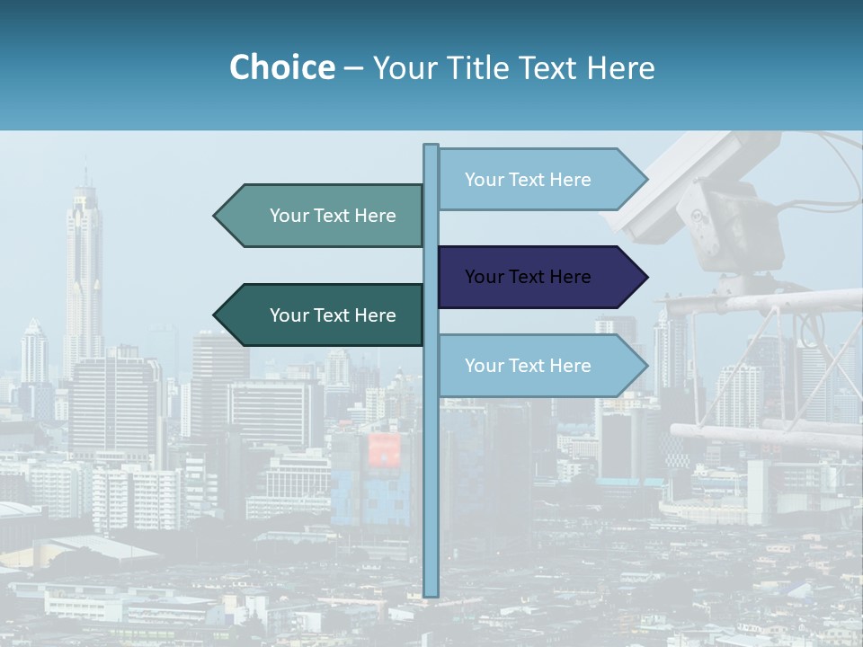 A Security Camera On Top Of A Building In A City PowerPoint Template