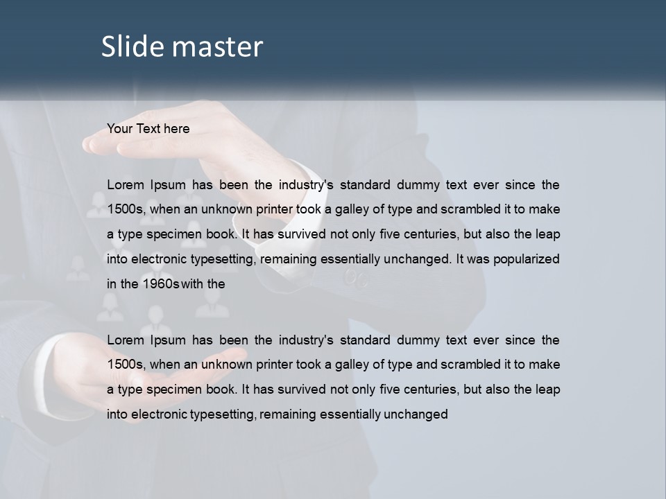 A Man In A Business Suit Holding Out His Hands PowerPoint Template
