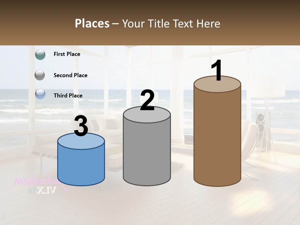A Living Room Filled With Furniture And A Large Window PowerPoint Template