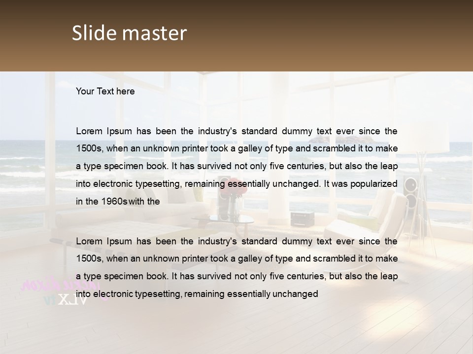 A Living Room Filled With Furniture And A Large Window PowerPoint Template