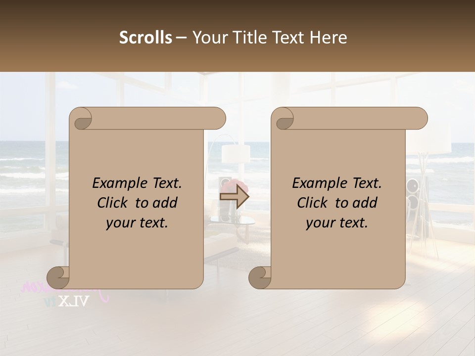 A Living Room Filled With Furniture And A Large Window PowerPoint Template