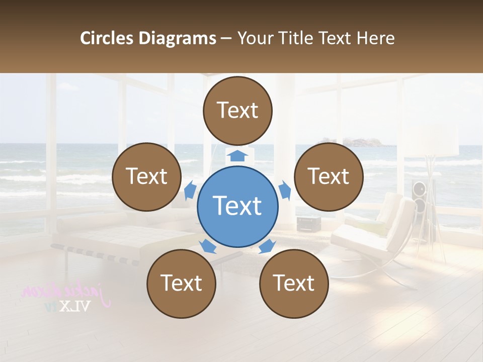 A Living Room Filled With Furniture And A Large Window PowerPoint Template