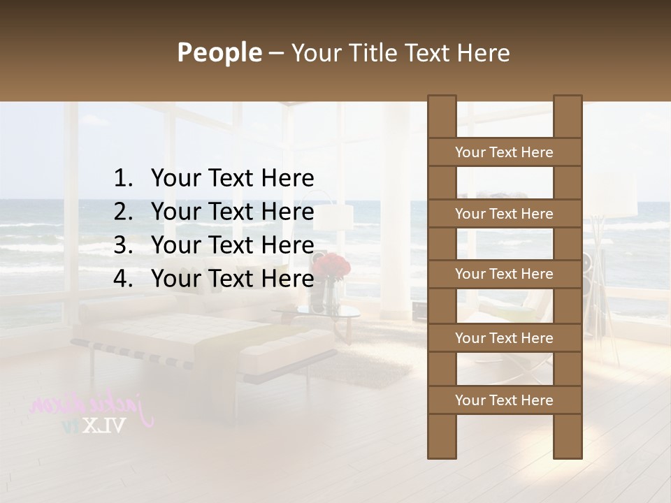 A Living Room Filled With Furniture And A Large Window PowerPoint Template