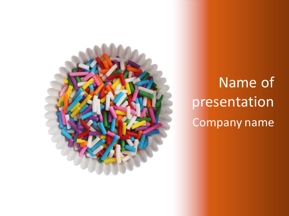 A Cup Full Of Colorful Sprinkles On A White Background PowerPoint Template