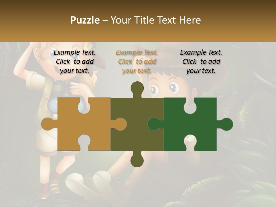 A Boy And A Girl Looking Through Binoculars In The Jungle PowerPoint Template
