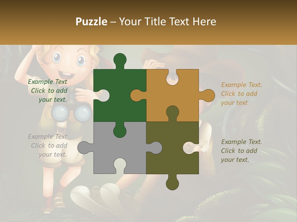 A Boy And A Girl Looking Through Binoculars In The Jungle PowerPoint Template