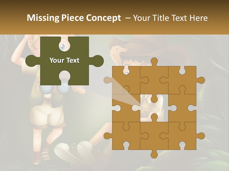A Boy And A Girl Looking Through Binoculars In The Jungle PowerPoint Template