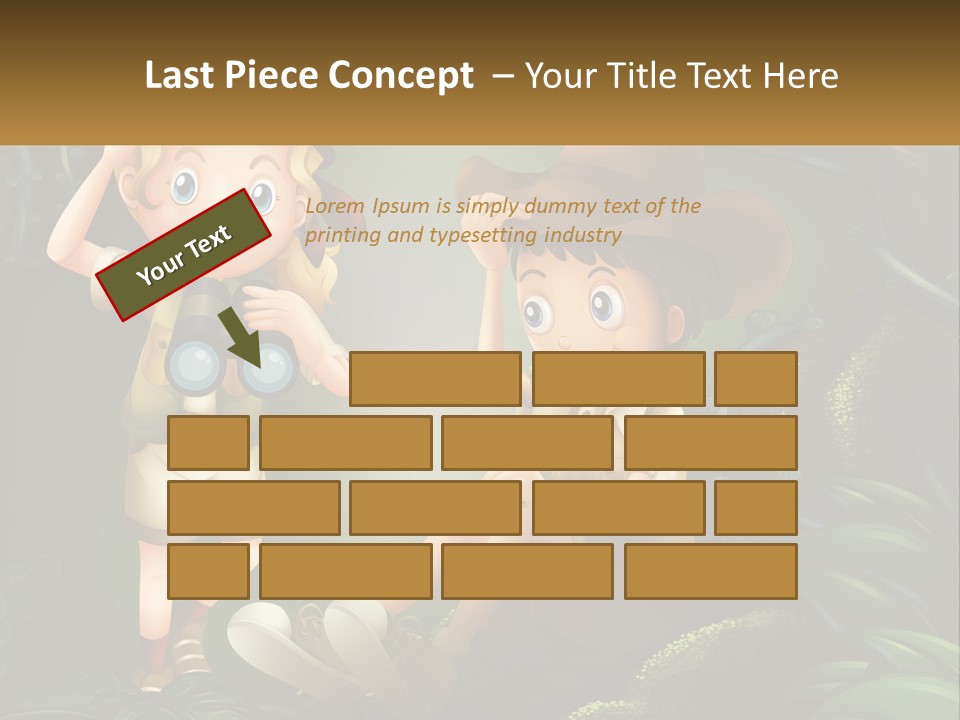 A Boy And A Girl Looking Through Binoculars In The Jungle PowerPoint Template