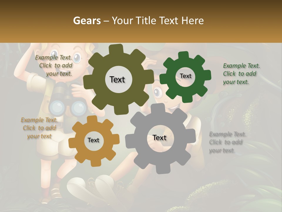 A Boy And A Girl Looking Through Binoculars In The Jungle PowerPoint Template