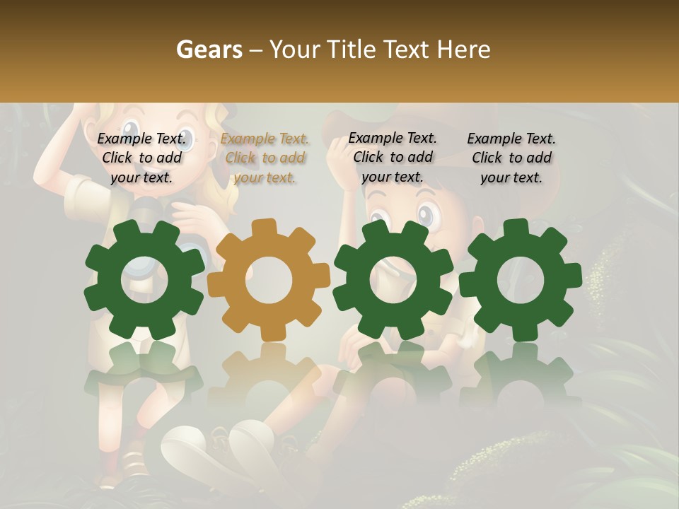 A Boy And A Girl Looking Through Binoculars In The Jungle PowerPoint Template