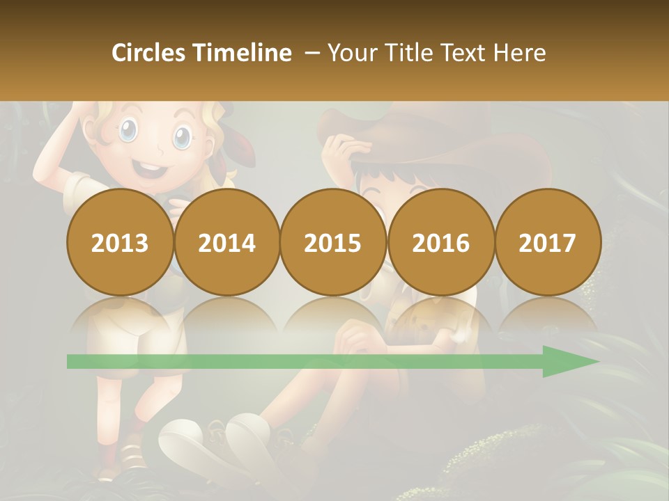 A Boy And A Girl Looking Through Binoculars In The Jungle PowerPoint Template