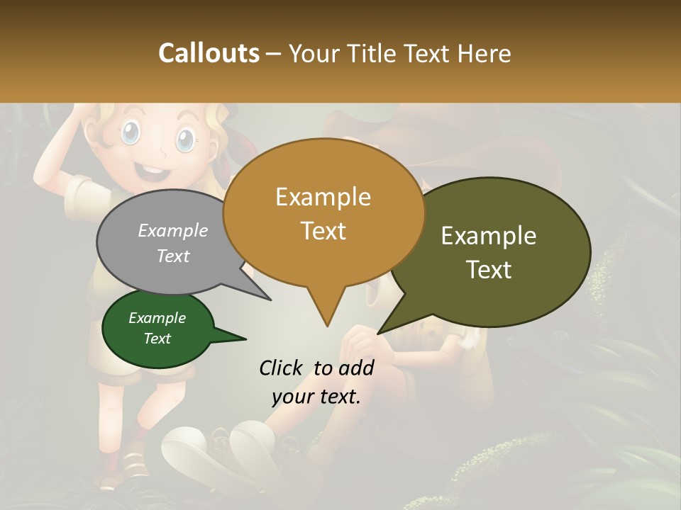 A Boy And A Girl Looking Through Binoculars In The Jungle PowerPoint Template
