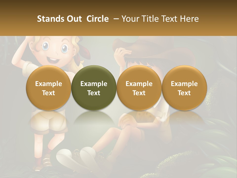 A Boy And A Girl Looking Through Binoculars In The Jungle PowerPoint Template