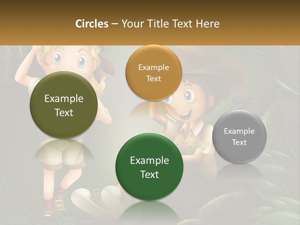 A Boy And A Girl Looking Through Binoculars In The Jungle PowerPoint Template