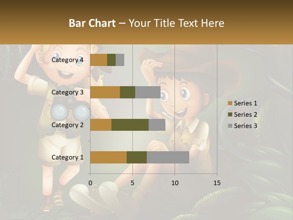 A Boy And A Girl Looking Through Binoculars In The Jungle PowerPoint Template