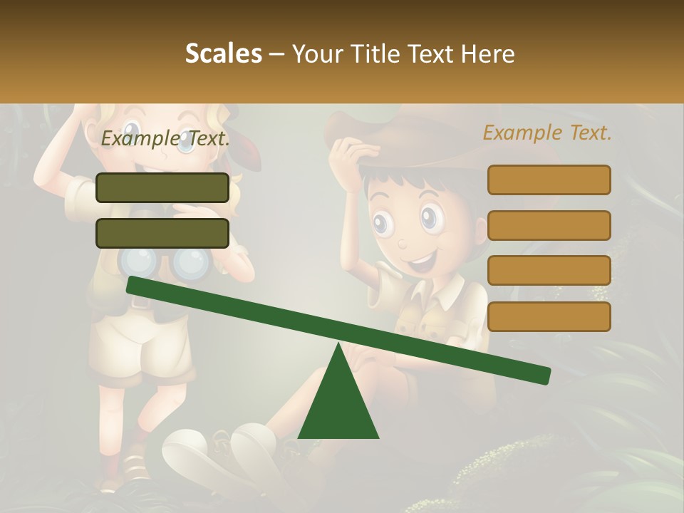 A Boy And A Girl Looking Through Binoculars In The Jungle PowerPoint Template