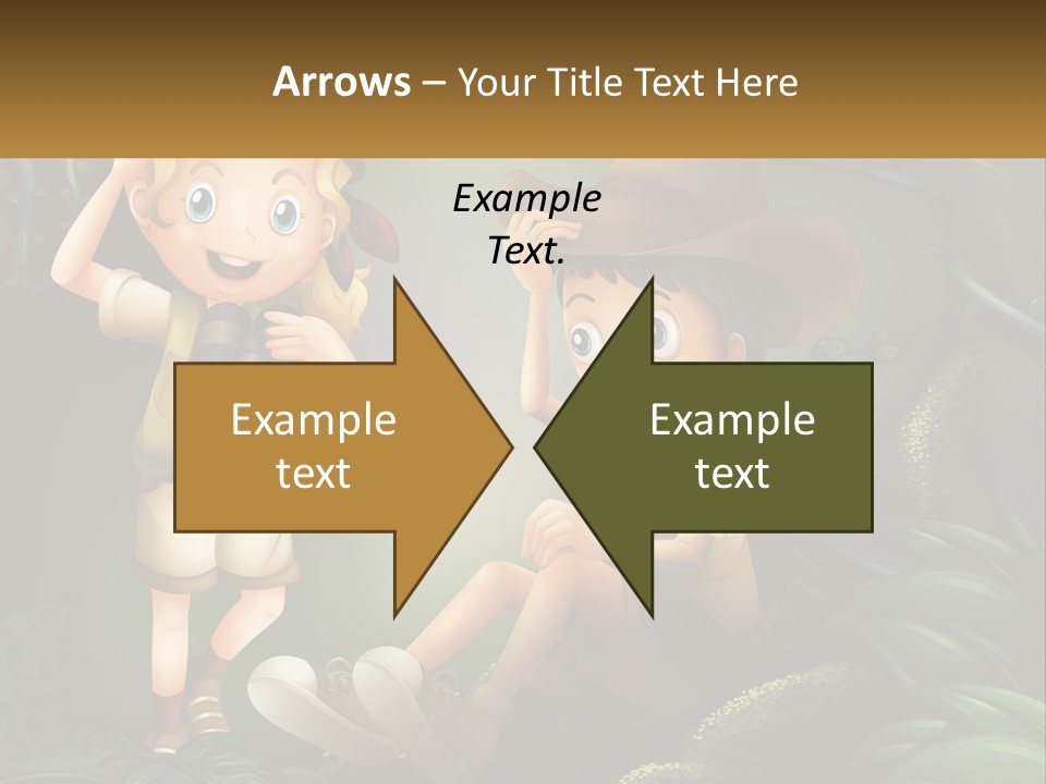 A Boy And A Girl Looking Through Binoculars In The Jungle PowerPoint Template