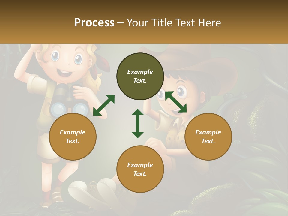 A Boy And A Girl Looking Through Binoculars In The Jungle PowerPoint Template