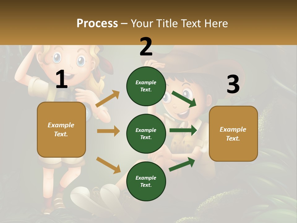 A Boy And A Girl Looking Through Binoculars In The Jungle PowerPoint Template