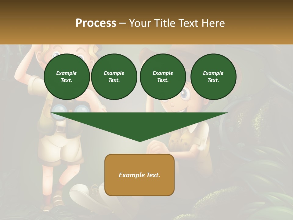 A Boy And A Girl Looking Through Binoculars In The Jungle PowerPoint Template