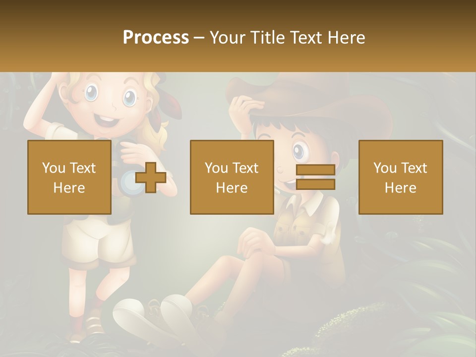 A Boy And A Girl Looking Through Binoculars In The Jungle PowerPoint Template