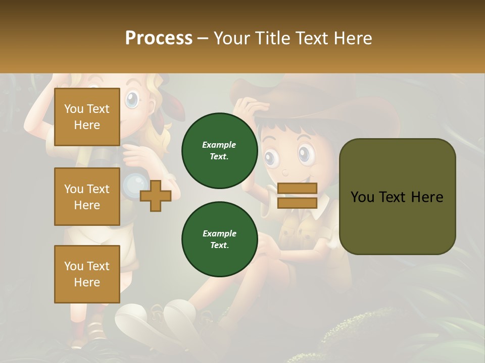 A Boy And A Girl Looking Through Binoculars In The Jungle PowerPoint Template