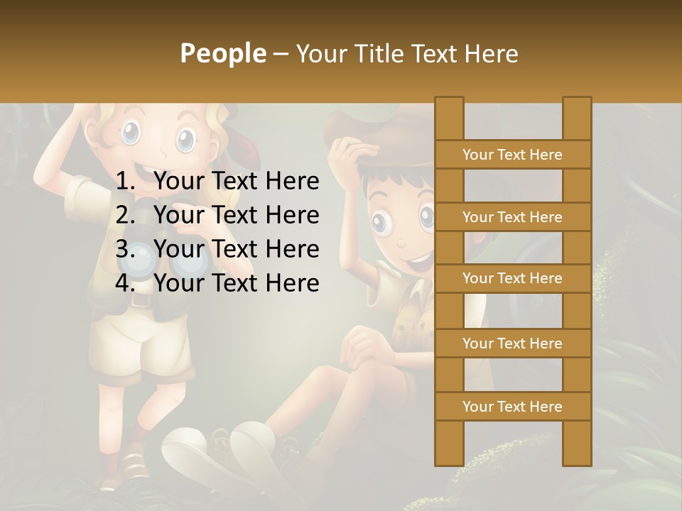 A Boy And A Girl Looking Through Binoculars In The Jungle PowerPoint Template