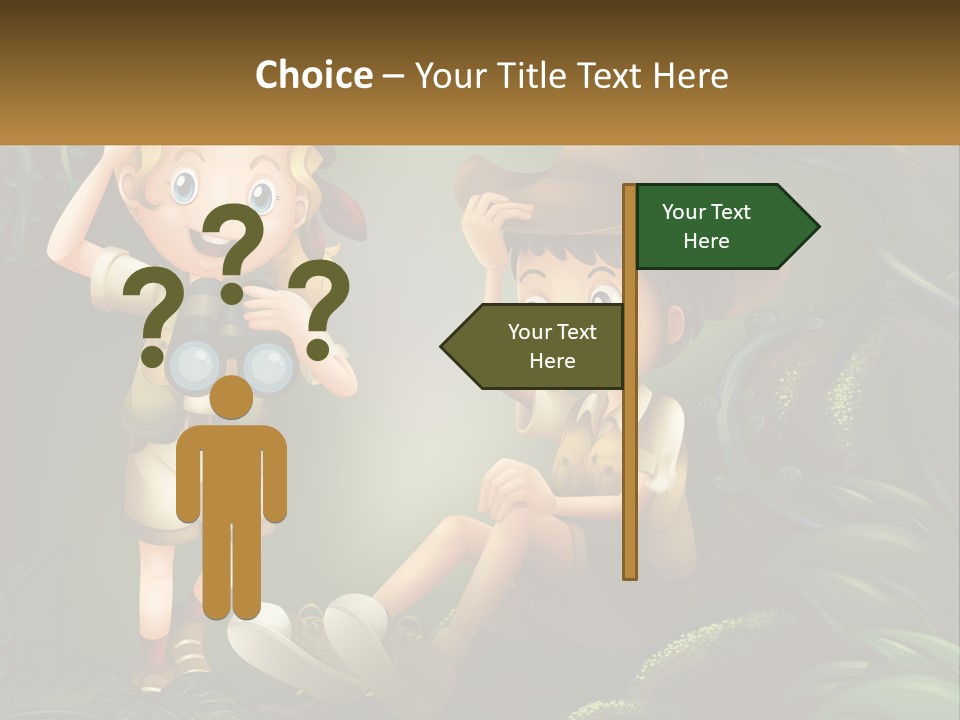 A Boy And A Girl Looking Through Binoculars In The Jungle PowerPoint Template