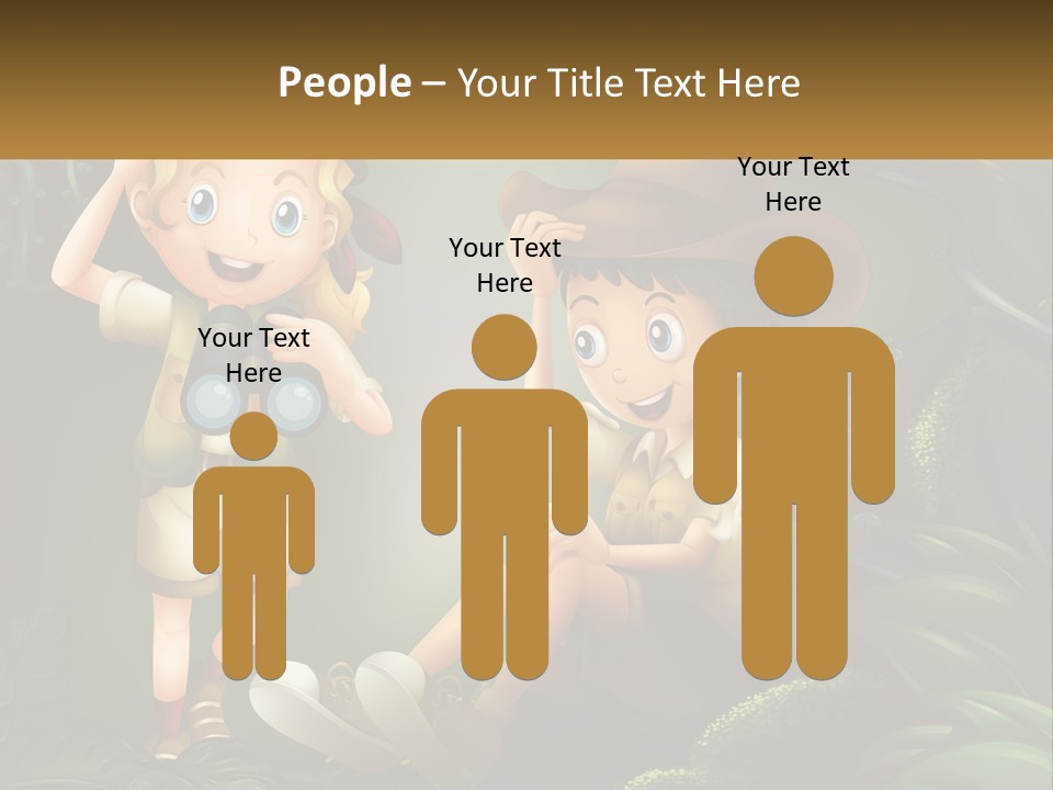 A Boy And A Girl Looking Through Binoculars In The Jungle PowerPoint Template