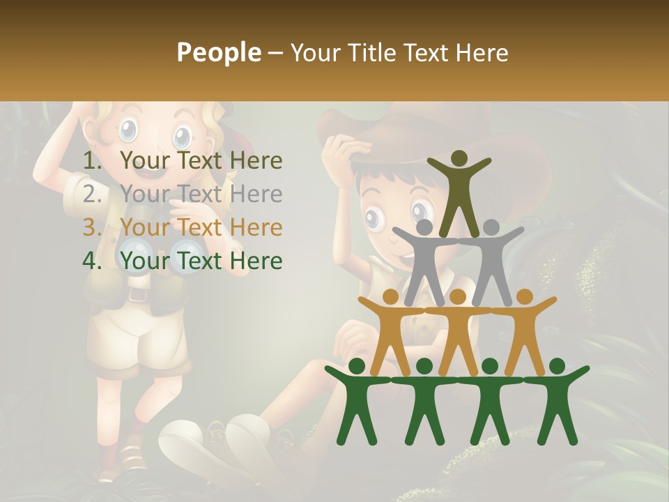 A Boy And A Girl Looking Through Binoculars In The Jungle PowerPoint Template