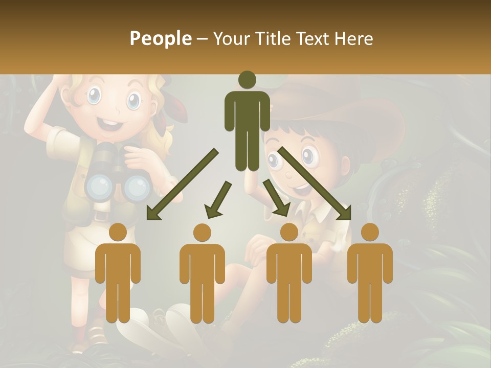 A Boy And A Girl Looking Through Binoculars In The Jungle PowerPoint Template