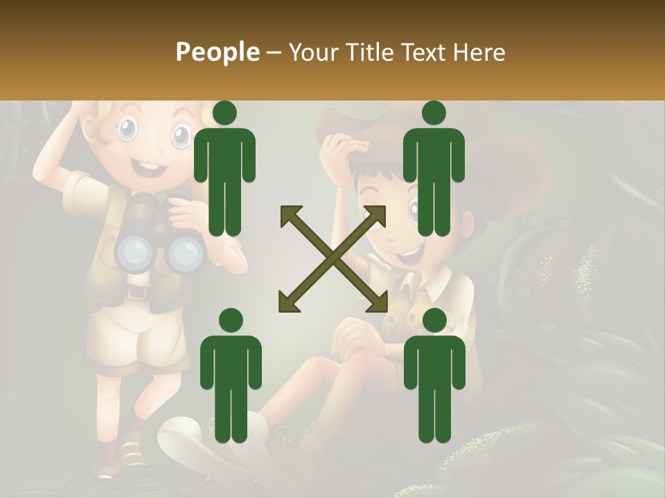 A Boy And A Girl Looking Through Binoculars In The Jungle PowerPoint Template