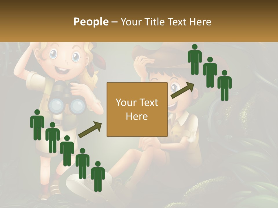 A Boy And A Girl Looking Through Binoculars In The Jungle PowerPoint Template