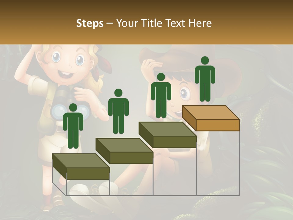 A Boy And A Girl Looking Through Binoculars In The Jungle PowerPoint Template