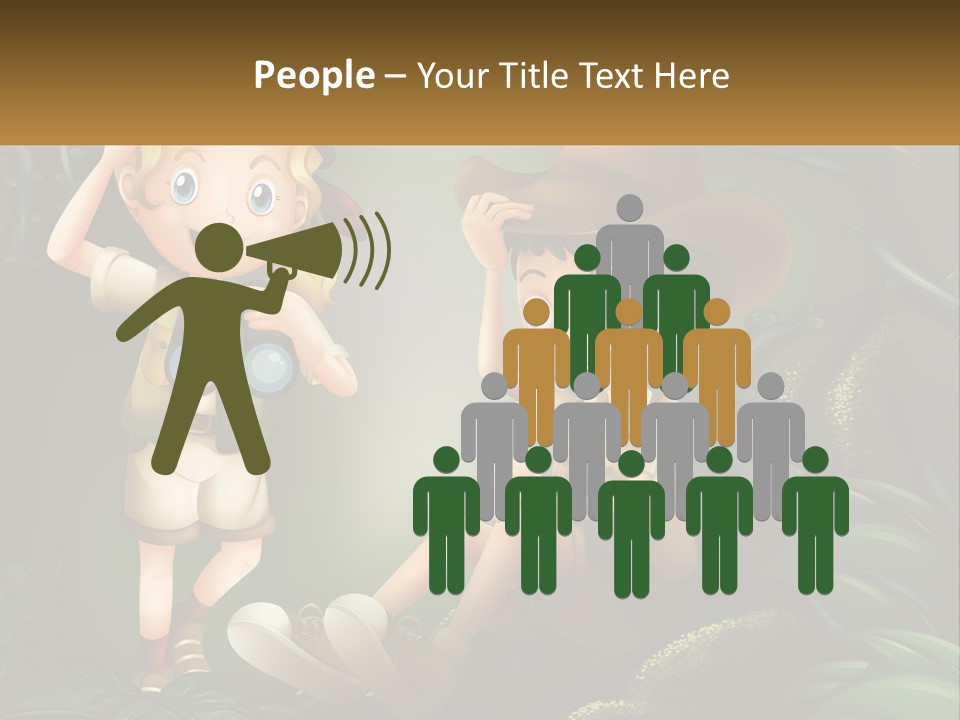 A Boy And A Girl Looking Through Binoculars In The Jungle PowerPoint Template