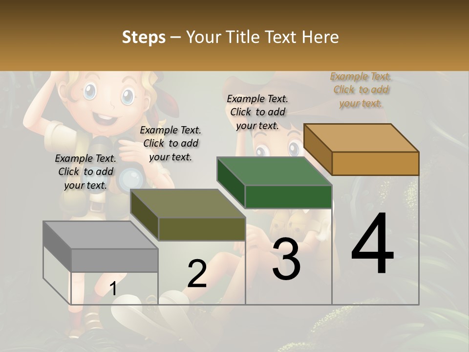 A Boy And A Girl Looking Through Binoculars In The Jungle PowerPoint Template
