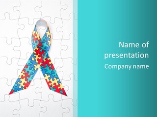 A Puzzle Piece With A Colorful Ribbon On It PowerPoint Template