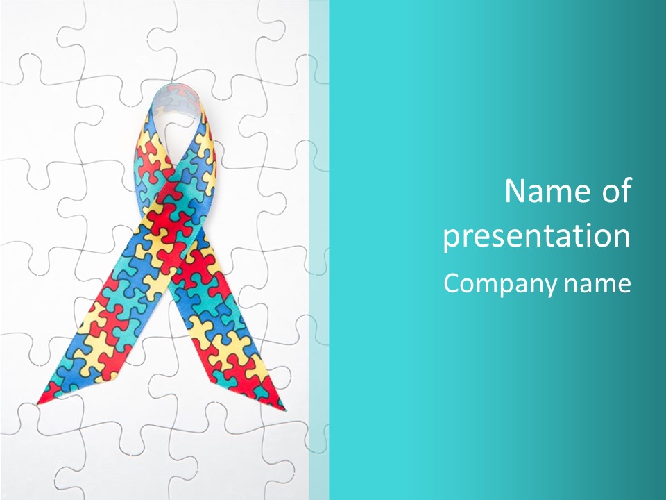 A Puzzle Piece With A Colorful Ribbon On It PowerPoint Template